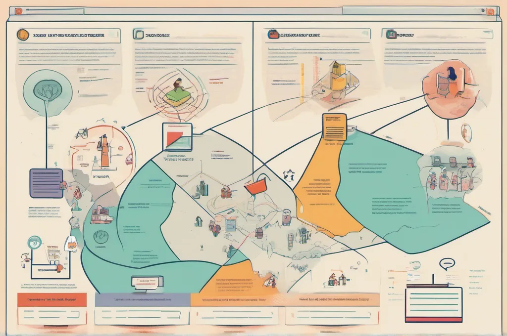 A modular map of a marketing workflow: small customer insight cards feed into content, campaign, and measurement paths, with a highlighted action at the end.: Which AI-Suggested Internal Links Actually Help Readers Find the Next Useful Page?
